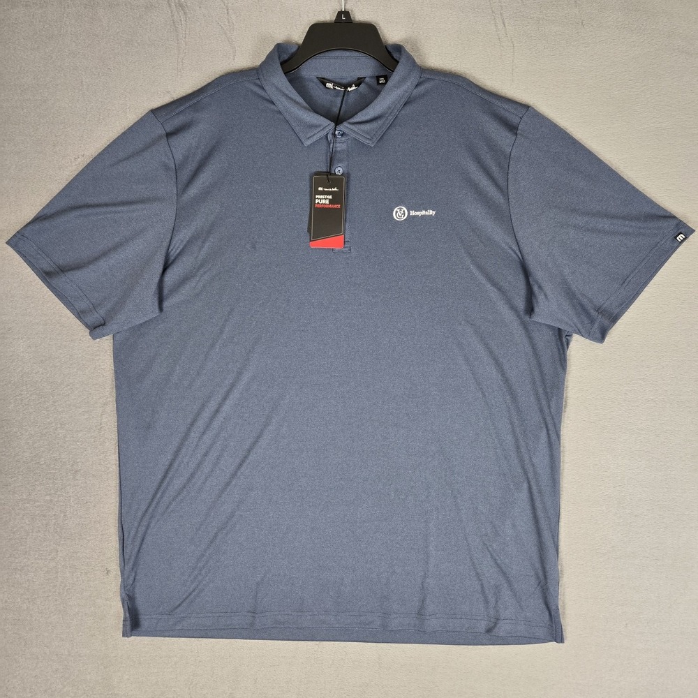 Travis Mathew Shirt Mens 3XL Blue Golf Coto Performance Polo Short Sleeve NWT